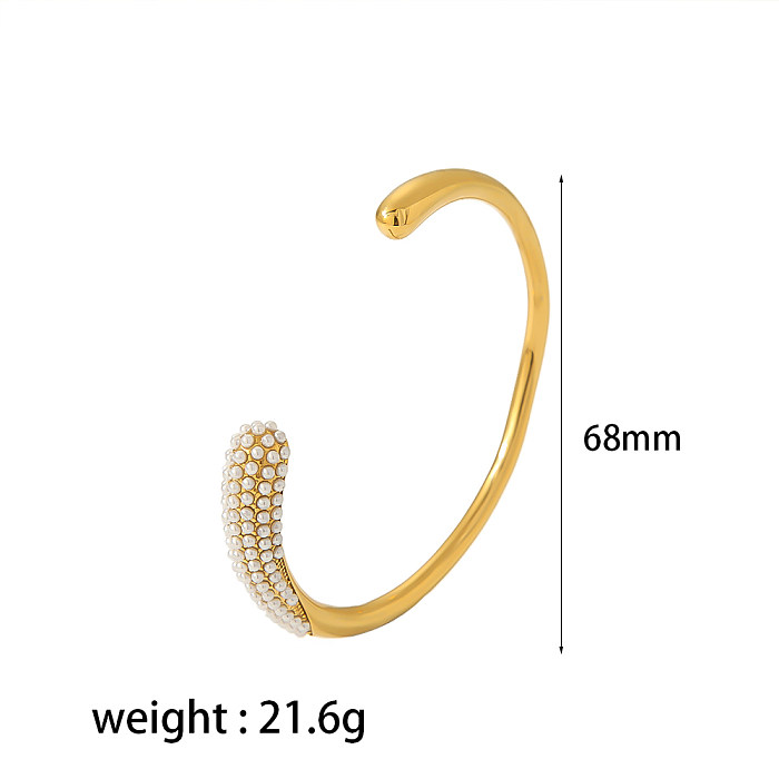 Simple Style Circle Stainless Steel Polishing Plating 18K Gold Plated Bangle