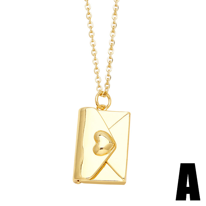 Simple Style Envelope Stainless Steel  Copper Plating 18K Gold Plated Pendant Necklace