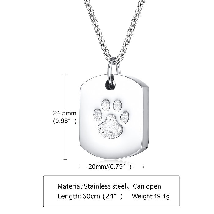 Fashion Geometric Paw Print Stainless Steel Pendant Necklace Plating Stainless Steel  Necklaces