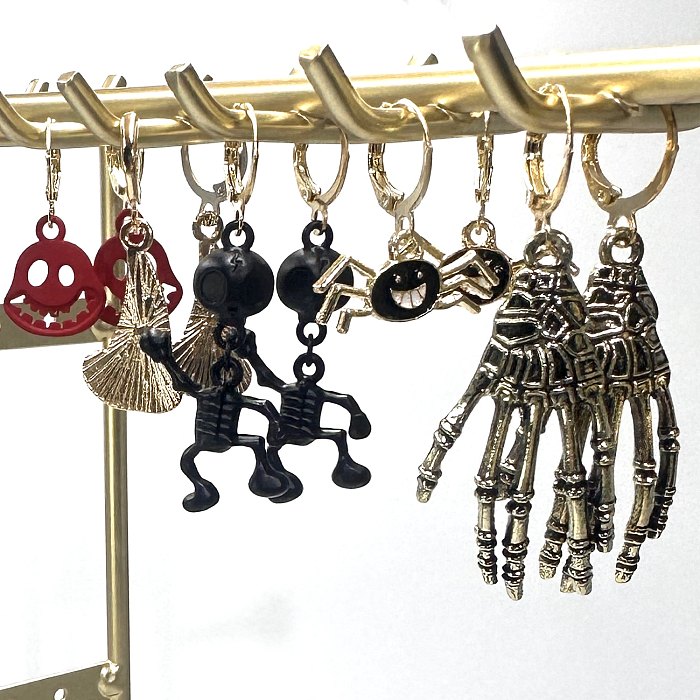 1 Set Exaggerated Funny Human Face Animal Skull Plating Stainless Steel  Dangling Earrings