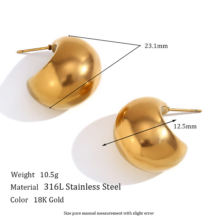 1 Paar schlichte Basic-Ohrstecker mit einfarbiger Beschichtung aus Edelstahl mit 18-Karat-Vergoldung