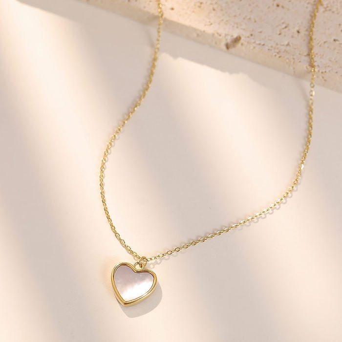 Collier pendentif en forme de coeur en acier inoxydable, Style Simple, vente en gros