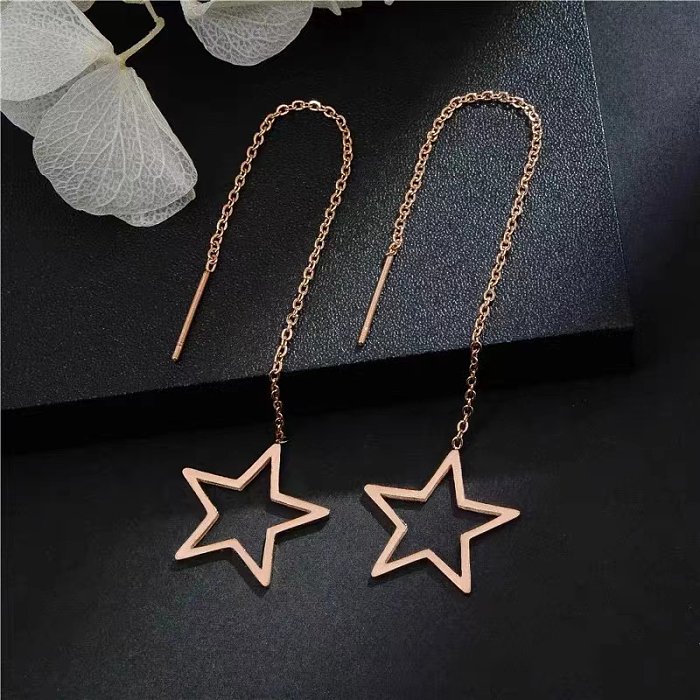 1 Pair Sweet Star Water Droplets Butterfly Inlay Stainless Steel Zircon Ear Line