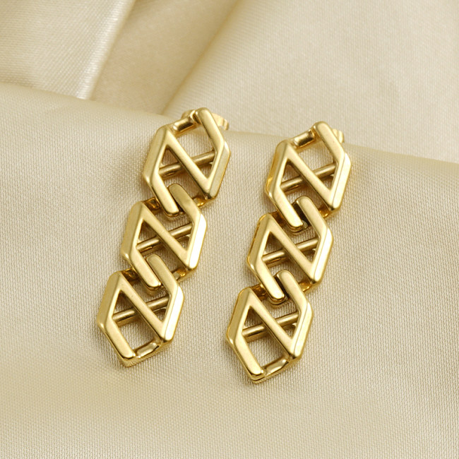 Modern Style Chain Stainless Steel  Plating 18K Gold Plated Drop Earrings