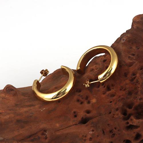 1 Pair Casual Modern Style Classic Style C Shape Plating Stainless Steel  14K Gold Plated Ear Studs