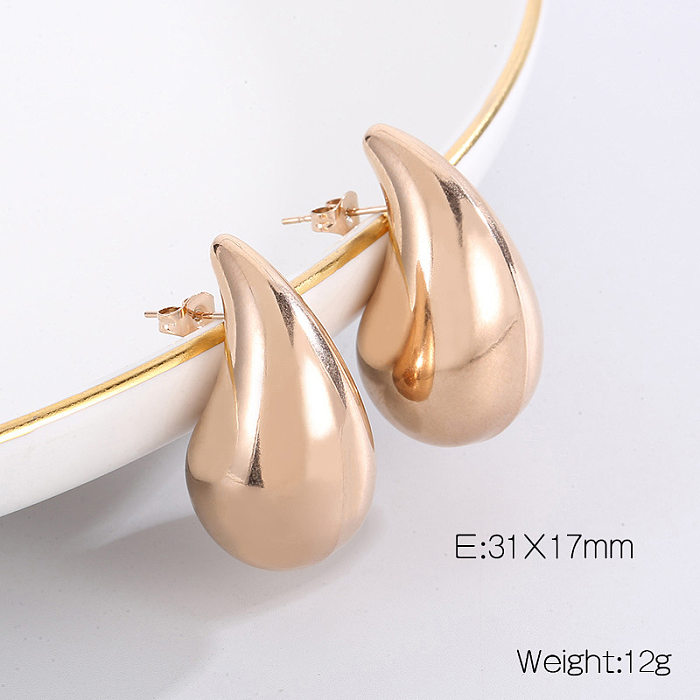1 par de brincos de orelha banhados a ouro 18K em aço inoxidável estilo moderno
