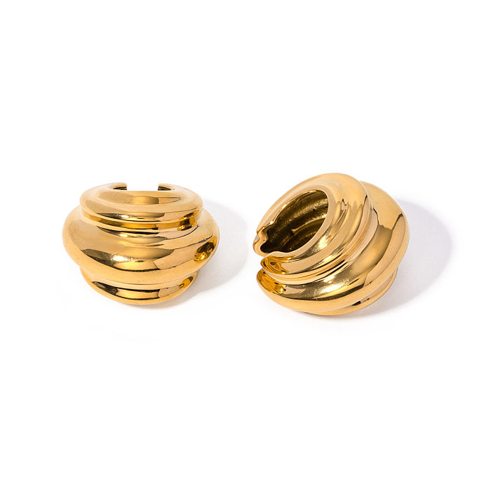 Pendientes geométricos minimalistas de acero inoxidable de oro de 18 quilates con forma de C, joyería