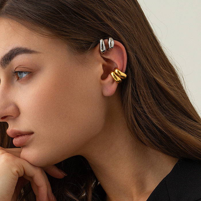 Pendientes de joyería de regalo para mujer a la moda con puños de oreja de acero inoxidable de oro de 18 quilates
