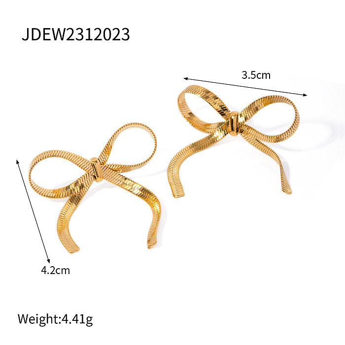 Women's Vintage Bow Design Stainless Steel Earrings Necklace Ring Butterfly Shape Pendant Jewelrt Set