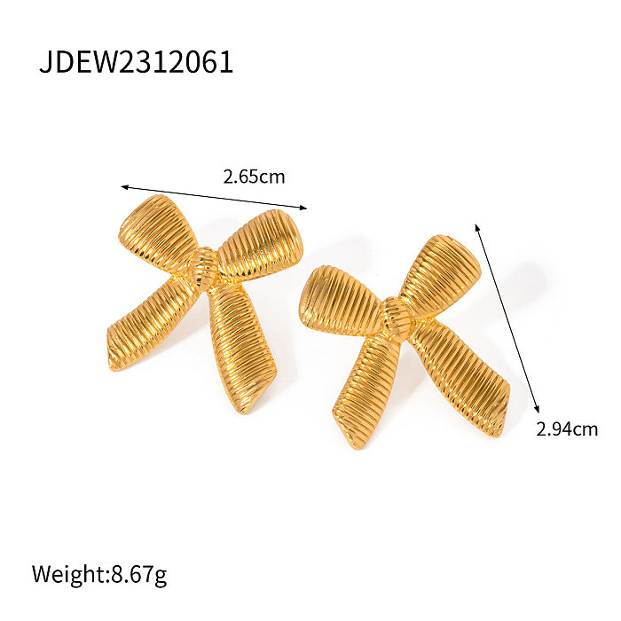 Women's Vintage Bow Design Stainless Steel Earrings Necklace Ring Butterfly Shape Pendant Jewelrt Set