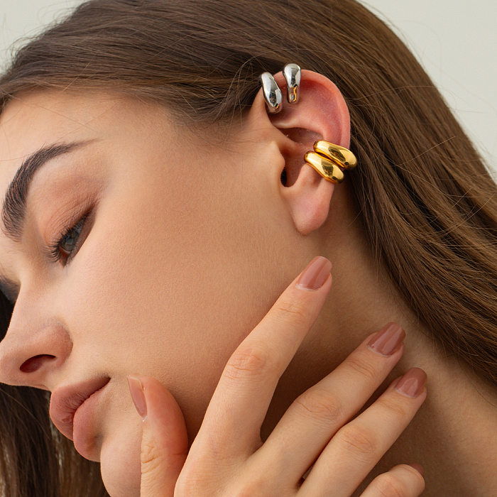 Boucles d'oreilles en acier inoxydable, or 18 carats, manchettes, bijoux, cadeau pour femmes, à la mode