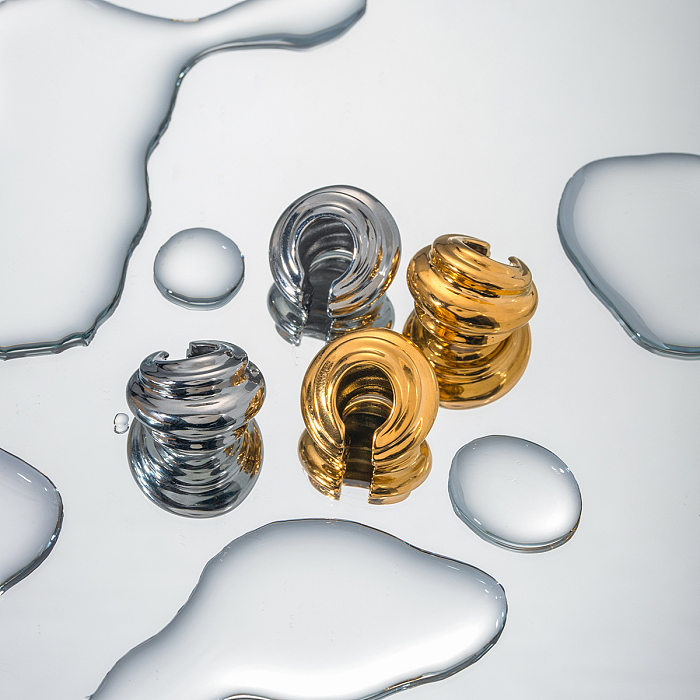 Moda nova chega brincos geométricos minimalistas 18k ouro aço inoxidável em forma de c jóias de punho de orelha