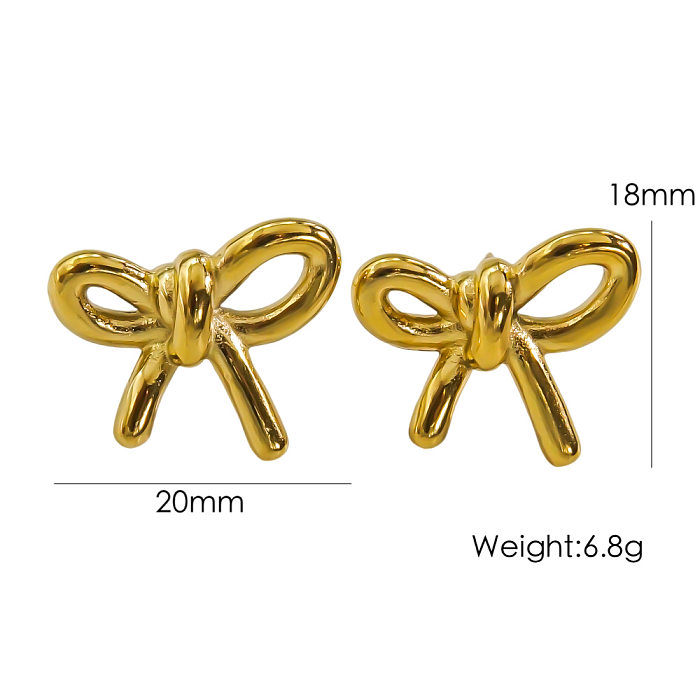Arco design aço inoxidável 14k brincos de ouro colar doce conjunto de joias femininas da moda