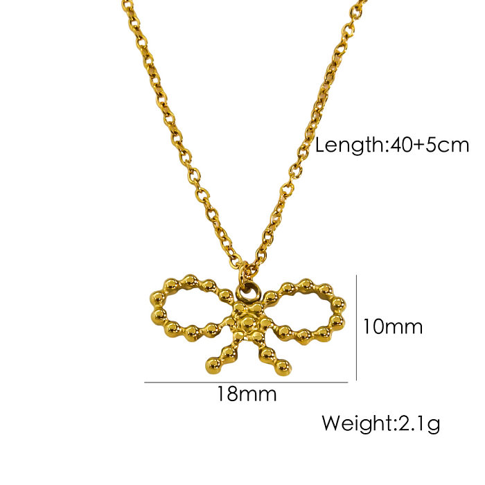 Arco design aço inoxidável 14k brincos de ouro colar doce conjunto de joias femininas da moda