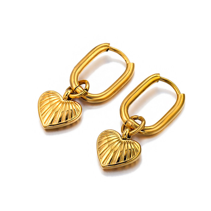 Textura de raias tridimensionais de amor banhada a ouro 18K em pvd retrô simples nicho retrô hebillas de orejas retrô