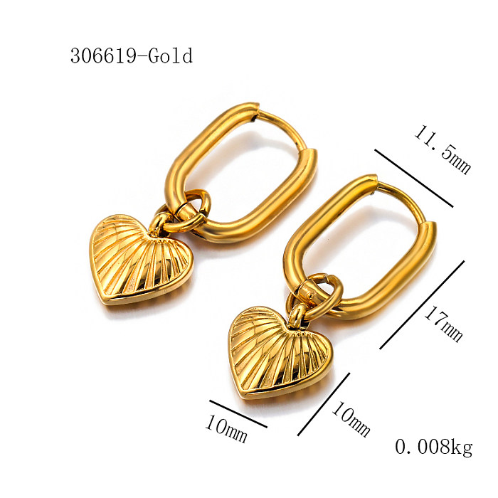 Textura de raias tridimensionais de amor banhada a ouro 18K em pvd retrô simples nicho retrô hebillas de orejas retrô