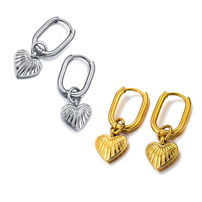Textura de raias tridimensionais de amor banhada a ouro 18K em pvd retrô simples nicho retrô hebillas de orejas retrô