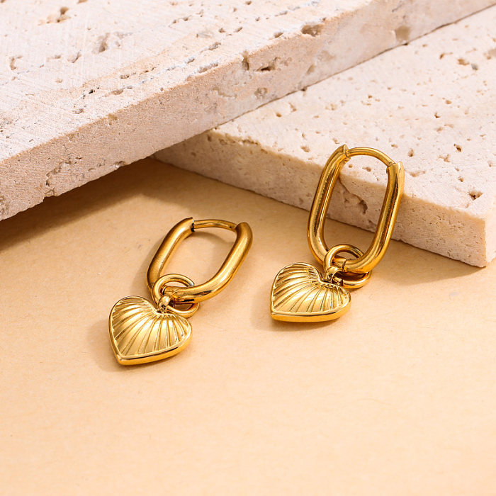 Textura de raias tridimensionais de amor banhada a ouro 18K em pvd retrô simples nicho retrô hebillas de orejas retrô