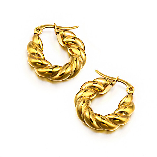 18K gold pvd plated u-shaped Fried Dough Twists earrings