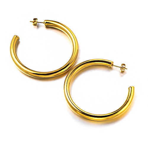 18K gold pvd 5mm wire diameter plain earrings