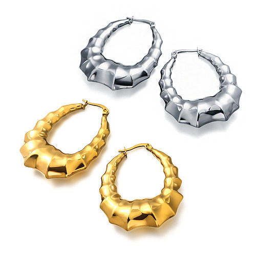 U-förmiges, hohles, halbmondförmiges Garnelenmuster aus 18-karätigem Gold-PVD, übertriebenes und vielseitiges Design, Ohrschnalle