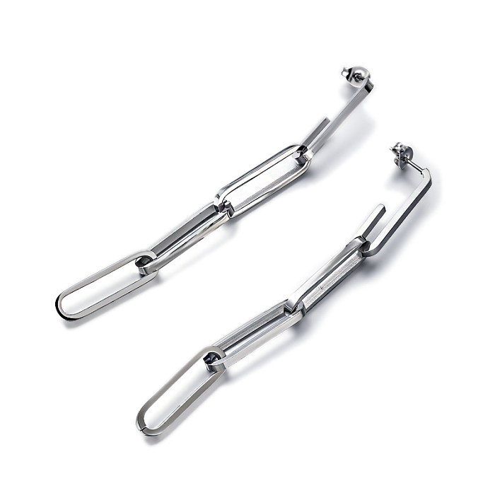 Pendientes de cadena minimalistas de pvd en oro de 18 quilates