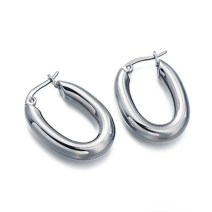 Hebilla de oreja de diseño minimalista y versátil, tubo circular hueco de 18mm de diámetro de alambre de pvd de oro de 5 quilates