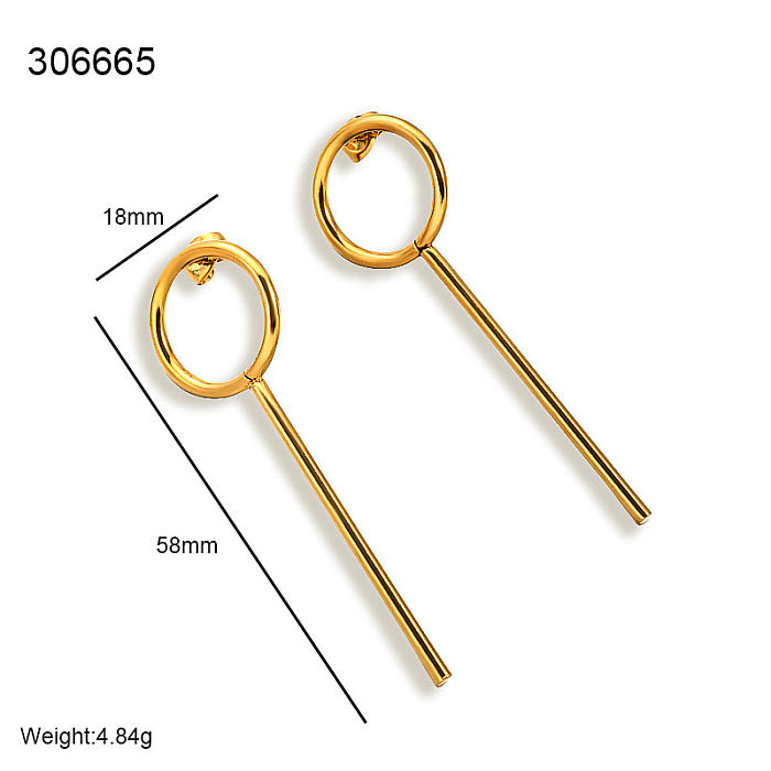 18K gold pvd minimalist circular welded long and versatile design earrings