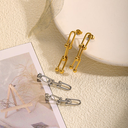 18K gold pvd minimalist chain earrings