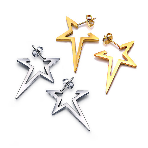 18K gold pvd Four cornered star personalized minimalist earrings