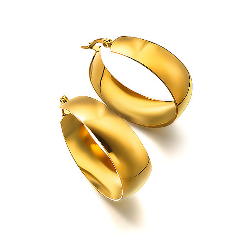U-förmiges, verbreitertes, gebogenes, glattes, minimalistisches und vielseitiges Design aus 18-Karat-Gold-PVD mit Ohrschlaufen