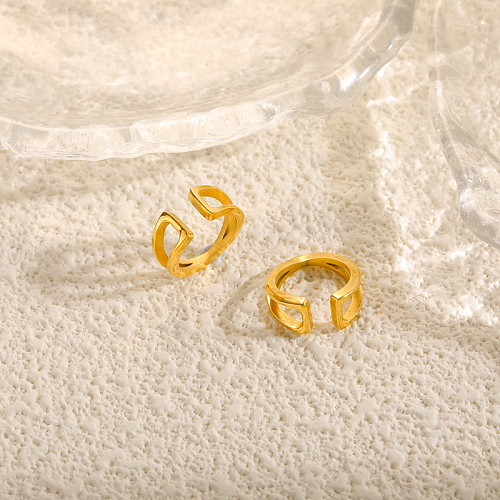 18K gold pvd irregular double-layer lines, minimalist and versatile ear bones