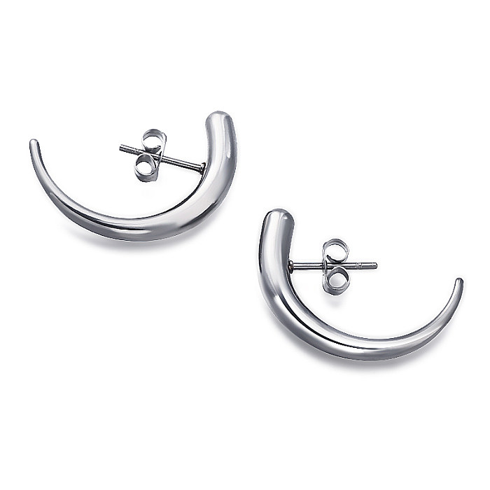 Hollow crescent shaped curved smooth minimalist and versatile design with ear buckle