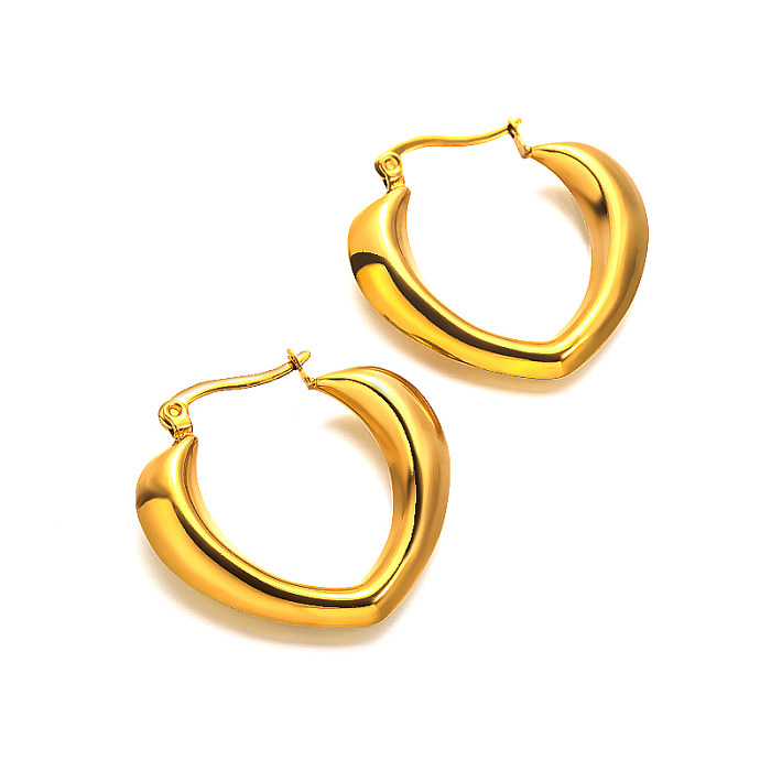 18K gold pvd three dimensional heart-shaped hollow hollow and versatile design ear buckle