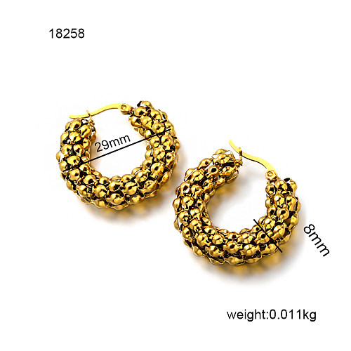 18K gold pvd exaggerated circular hollow corn chain three-dimensional ear buckle