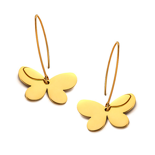 18K gold pvd butterfly pattern exaggerated and versatile earrings