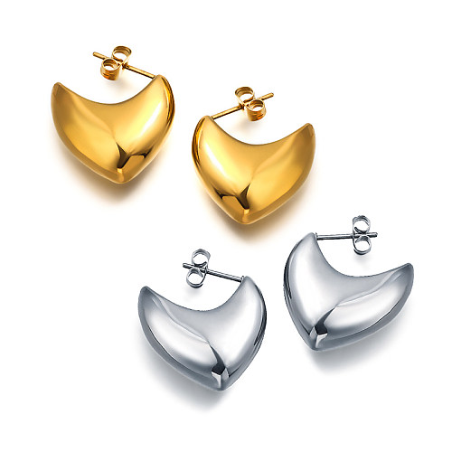 18K gold pvd three dimensional V-shaped hollow crescent pointed bottom versatile design with ear buckle