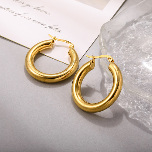 18K gold pvd solid wire diameter 4mm circular minimalist ear buckle