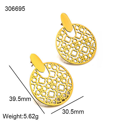 Ohrringe aus 18-Karat-Gold-PVD mit elliptischer hohler Textur, geometrischem Muster und vielseitigem Designgefühl