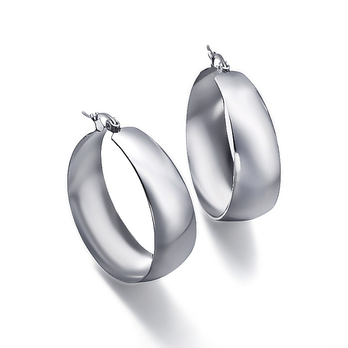 Or 18 carats pvd en forme de U élargi incurvé lisse design minimaliste et polyvalent avec boucles d'oreilles