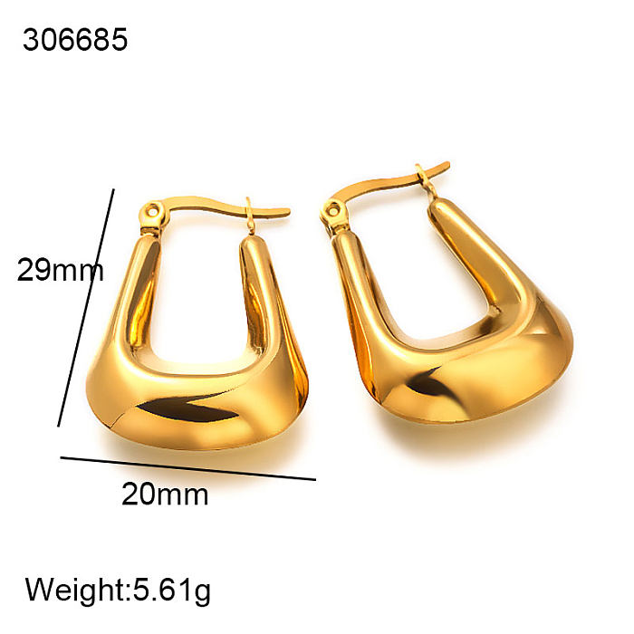U-förmige, trapezförmige Trommeloberfläche aus 18 Karat Gold, hohles, minimalistisches und vielseitiges Design mit Ohrschnalle
