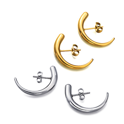 Hollow crescent shaped curved smooth minimalist and versatile design with ear buckle