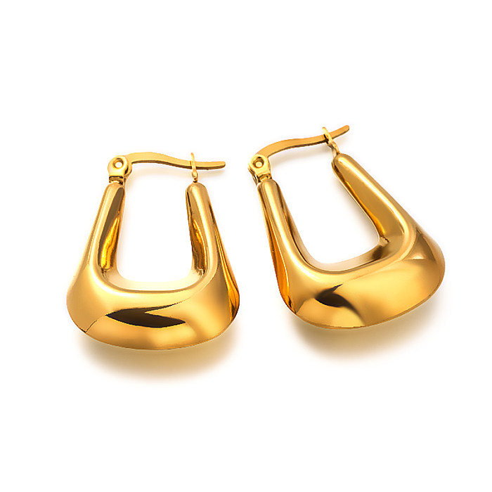 U-förmige, trapezförmige Trommeloberfläche aus 18 Karat Gold, hohles, minimalistisches und vielseitiges Design mit Ohrschnalle