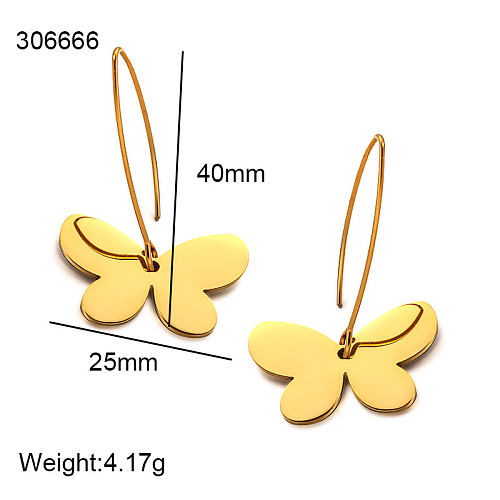 18K gold pvd butterfly pattern exaggerated and versatile earrings