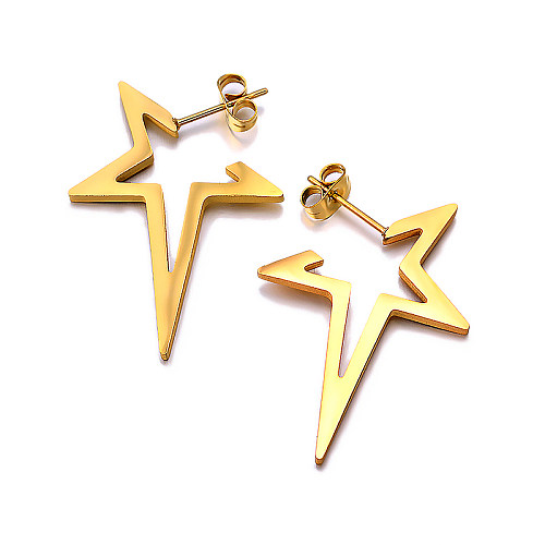 18K gold pvd Four cornered star personalized minimalist earrings