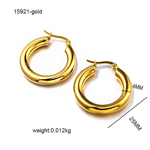 18K gold pvd solid wire diameter 4mm circular minimalist ear buckle