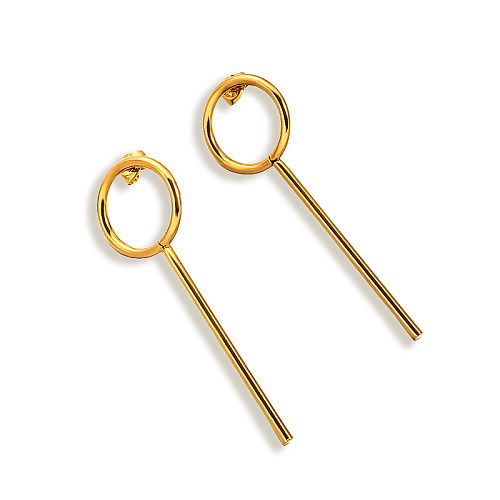 18K gold pvd minimalist circular welded long and versatile design earrings