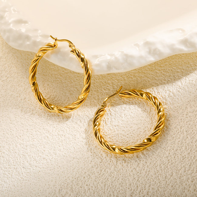 Botón de oreja de diseño personalizado, 18K, pvd de oro, 4.5mm de diámetro, giros de masa frita, sensación cóncava convexa