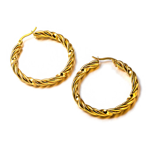 18K gold pvd 4.5mm wire diameter Fried Dough Twists concave convex feeling personalized design ear button