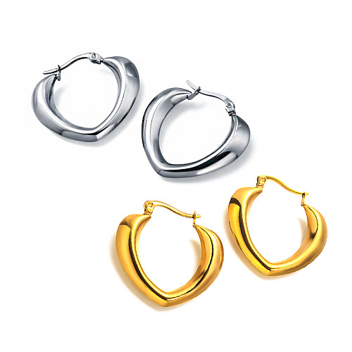 18K gold pvd three dimensional heart-shaped hollow hollow and versatile design ear buckle